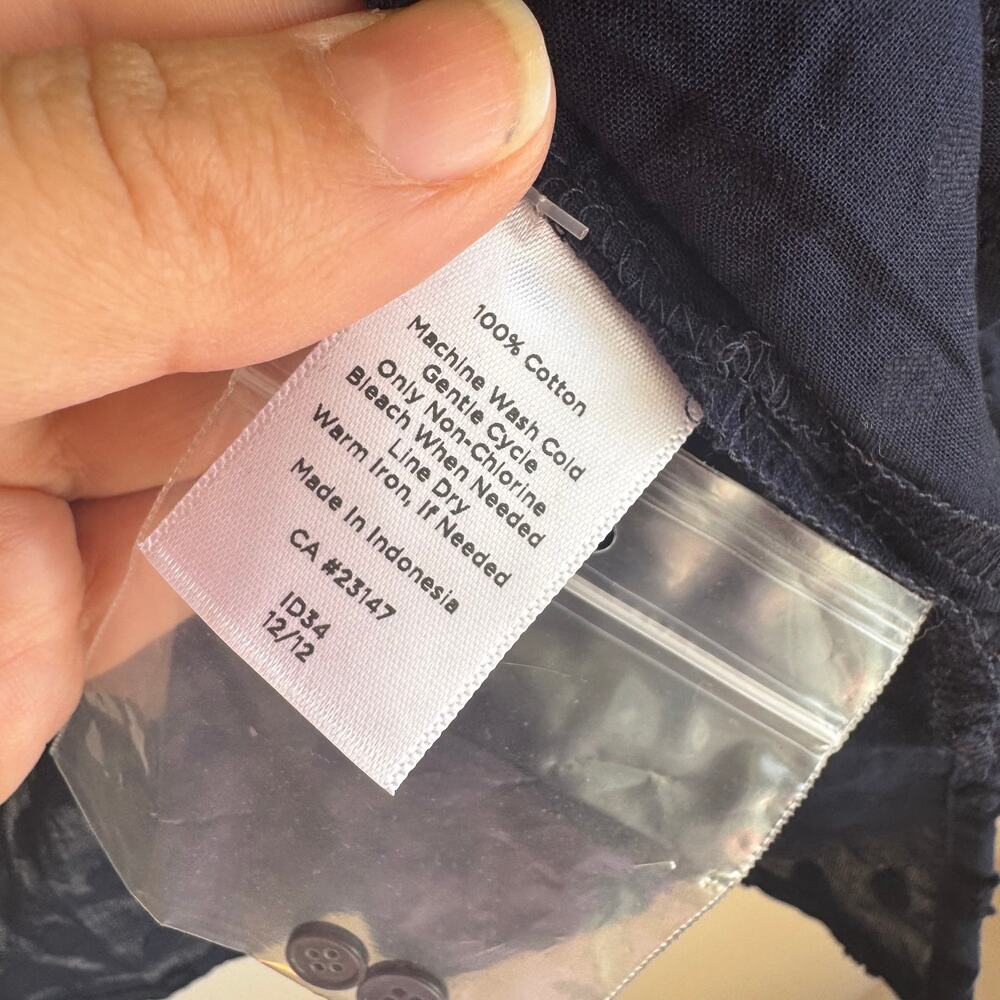 New Talbots Embroidered Button Front Shirt Top Blue Collared Long Sleeve Sz 1X - Picture 4 of 5